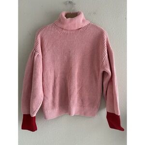 Free Assembly Turtle Neck Long Sleeve Pink Sweater Medium Chunky Knit Feminine